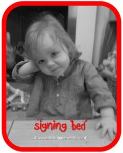 baby signing; signing 'bed'